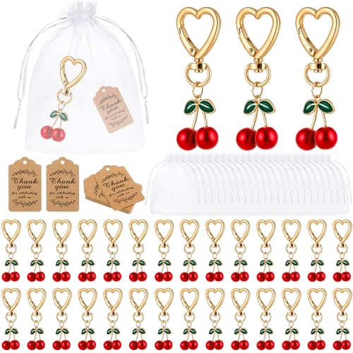 Porte-clés cerise en lot de 24 pour charms de sac à main