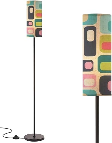 Lámparas de pie modernas estilo de mediados de siglo, lámpara de pie minimalista lámpara de poste de metal con pantalla de lino para dormitorio,