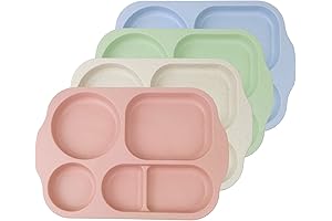 greenandlife 12 Inch (4PCS) Large Unbreakable Divided Plates for Kids and Adults