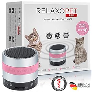 PRO, Relaxation Trainer for Cats, Stress Relief and Calming Device for Cats Helps with Cat Anxiety, Reduces Destructive Behavior, Spraying, Scratching. Subliminal Sound Calming Aid