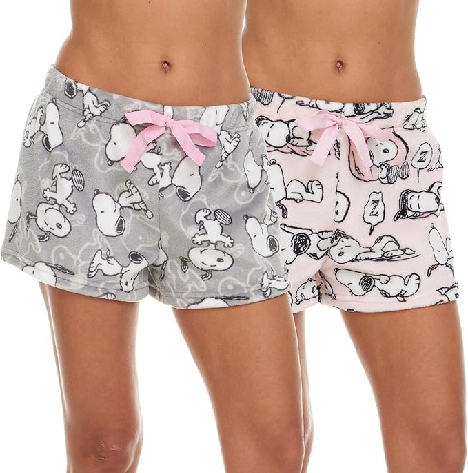 Peanuts Snoopy Womens Pajama Shorts - 1 Pack or 2 Pack Comfy Sleep Lounge Pajama Shorts for Women (Sizes: S-XL)