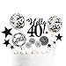 Happyhours 40 Jahre Tortendeko Happy Birthday Kuchen Deko Set, Schwarz Konfetti Ballon, Glitter Papierfächer und Stern Form Cake Torte Topper, Glitter Geburtstag Kuchen Topper, Glitzer Cupcake Topper