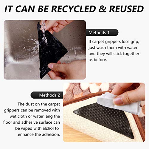 12 Pcs Rug Tape, Non Slip Rug Grippers, Reusable Washable Eco-Friendly Rug Pads for Area Rugs on Hardwood, Tile Floors, Carpets, Floor Mats, Linoleum, Wall - Thumbnail 2