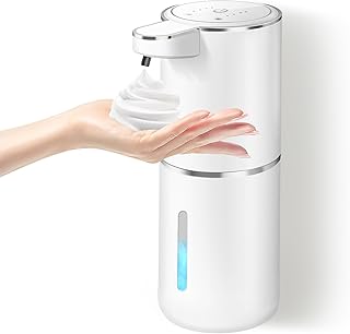 No Touch Schaumseifenspender Sensor 380mL USB Wiederaufladbar, Automatischer Seifenspender Mit Wandbefestigung, IPX5 Wasserdicht Elektrisch Weiß für Badezimmer Küche