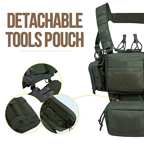 Image of VISMIX Tactical Chest Rig, Adjustable&Detachable Molle Chest Rigs with Mag Pouch