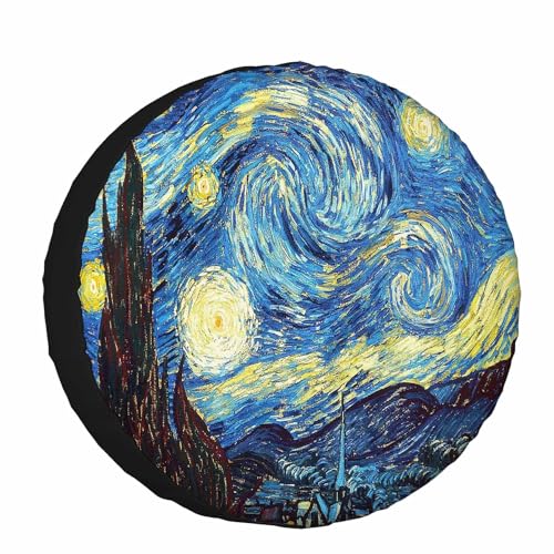 Image of Abstract Starry Sky Spare Tire Cover for RV Trailer Horror Halloween Painting at Night Wheel Protectors Weatherproof Polyester Tire Case for All Cars SUV Camper Travel 15 inch