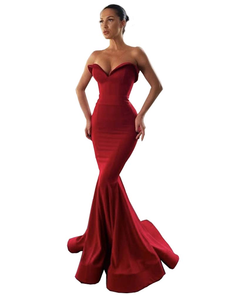 Womens Mermaid Strapless Sweetheart Prom Dresses Bridesmaid Dresses