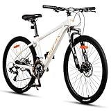 TRIFOX 26 Inch Aluminum Mountain Bike with Shimano 21 Speed, Aircraft-Grade Aluminum Frame, Front Suspension Fork, Dual Disc Brakes, 17 Inch Internal Cable Routing Frame for Men Women Boys and Girls