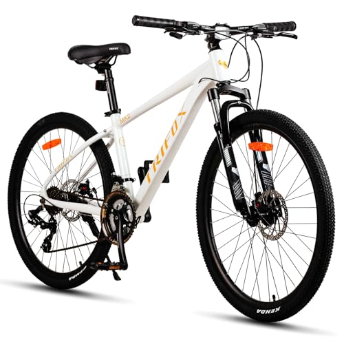 TRIFOX 26 Inch Aluminum Mountain Bike with Shimano 21 Speed, Aircraft-Grade Aluminum Frame, Front Suspension Fork, Dual Disc Brakes, 17 Inch Internal Cable Routing Frame for Men Women Boys and Girls