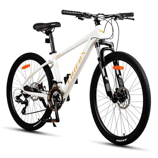 TRIFOX 26 Inch Aluminum Mountain Bike with Shimano 21-Speed,Aircraft-Grade Aluminum Frame,Dual Disc Brakes,15/17 Inch Internal Cable Routing Frame for Men Women Boys Girls