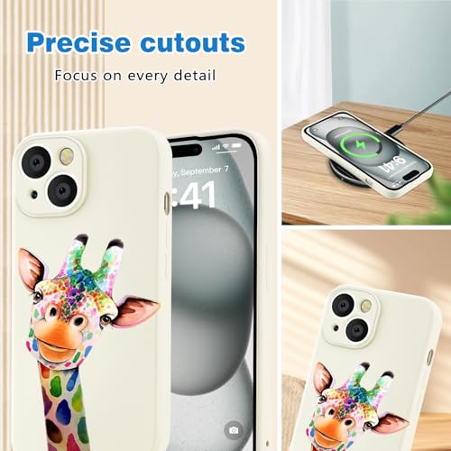 MAYCARI Magnetisch Giraffen Silikon Hülle für iPhone 13, Niedlich handyhülle mit Seidig-Weicher Berühren Kompatibel mit Magafe, Stoßfeste Hülle mit Mikrofaser-Futter für iPhone 13