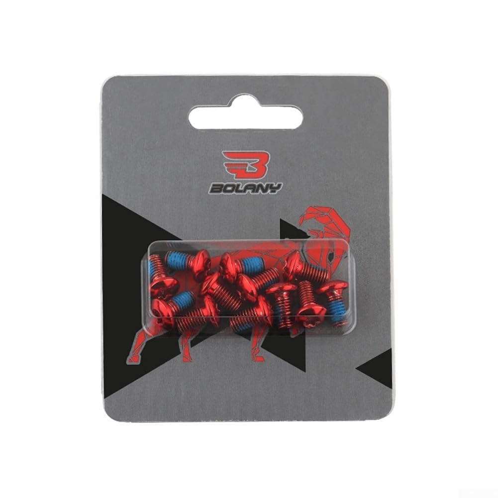HavenlyCove 12-Piece M5-10mm Aluminum Disc Brake Bolts for MTB For ROTOR Mounting Systems and Aftermarket Brake Component Integration (Red)