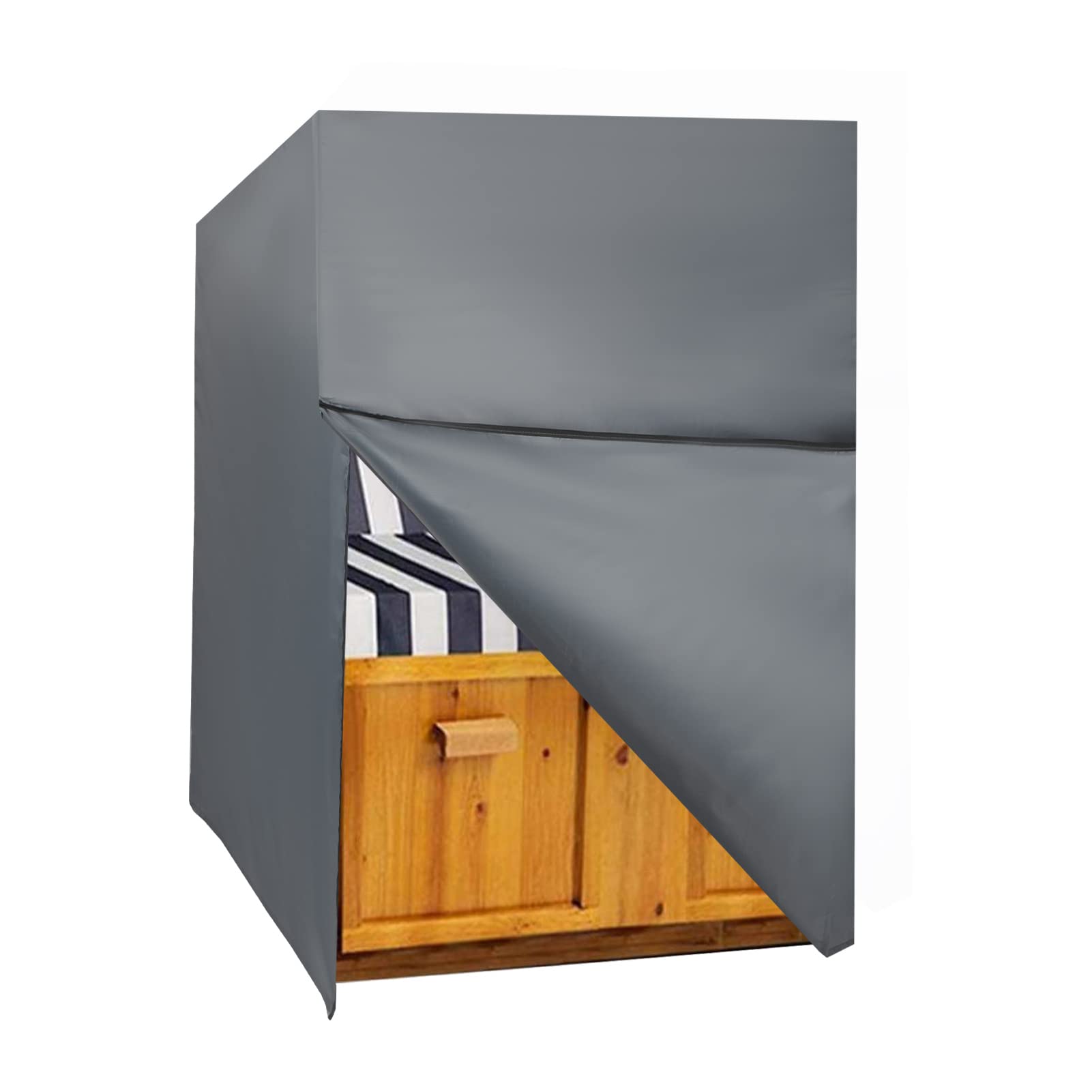 Strandkorb protector Strandkorbabdeckung Strandkorbhülle Möbelschutzhülle cobertura Gartenmöbel 130x170x100 cm Winterfest estanco Winddicht Schwerlast Reißfest grau con Reißverschluss