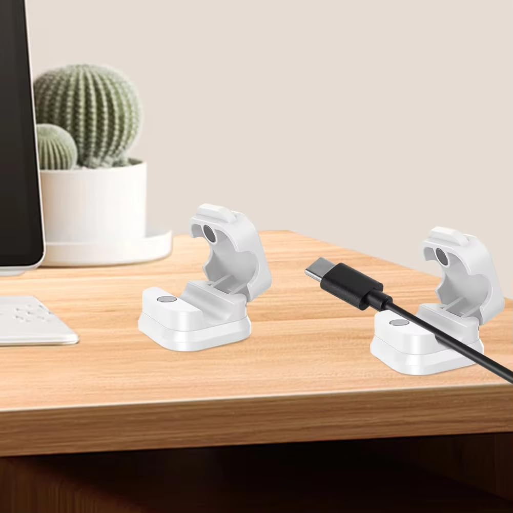 VIVITO Magnetic Cable Organizer Holder | 6-Pack Cord Clips with Strong Adhesive | Tangle-Free Wire Management for Home, Office, Kitchen | Universal Fit for USB, Phone, Charger, Power Cords (White)