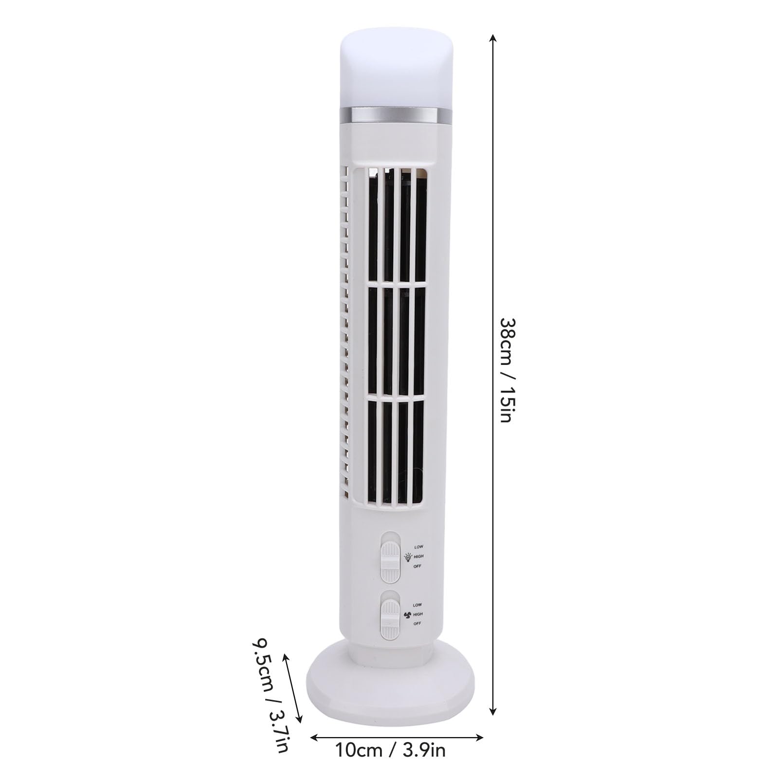 Tyenaza flügelloser Turmventilator, tragbar, einstellbare Geschwindigkeit, geräuschlos, kompakt, platzsparend, USB-Schreibtisch, flügelloser Ventilator mit Licht für Zuhause, (White)