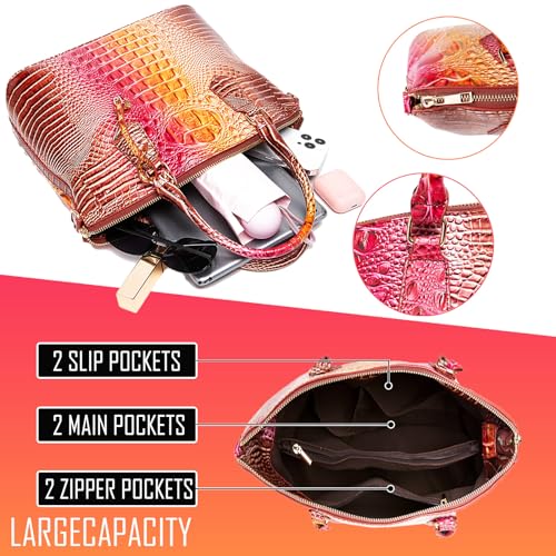 Image of Makcr Joacbv Women Purse Satchel Bag Long Crossbody Classy Tote Bag Top Handle Vegan Leather Ladies Handbags Embossed Pattern