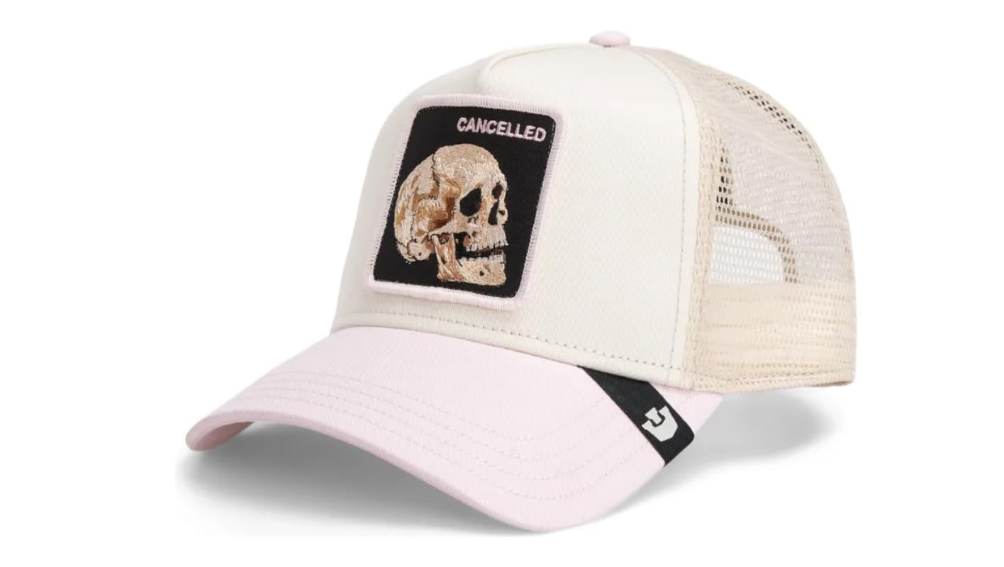 Goorin Bros. Czapka Trucker The Cancelled Skull Whisper, The Farm, beżowo-różowa czapka z haftowaną naszywką z czaszką