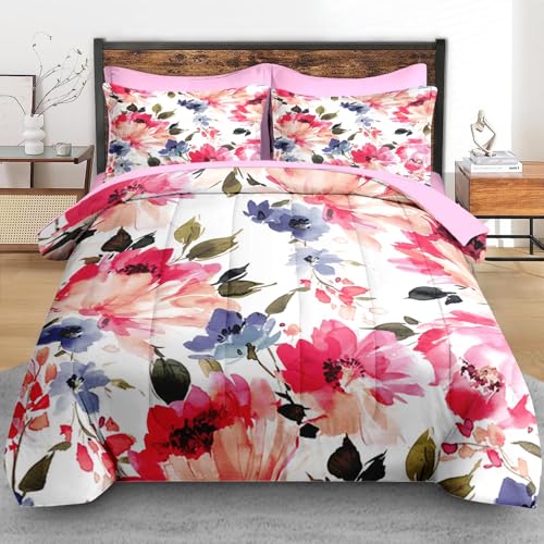 Comforter-Set-Full-Size-Flower-Floral-Leaf-7-Pcs-Bedding-for-Kids-and-Adults-Painting-Summer-Spring-Bed-Sheet-Sets-with-Fitted-Sheet-2-Pillowcases-2-Shams-for-Bedroom-Bed-Decor Comforter Set Full Size Flower Floral Leaf 7 Pcs Bedding for Kids and Adults Painting Summer Spring Bed Sheet Sets with Fitted Sheet 2 Pillowcases 2 Shams for Bedroom Bed Decor