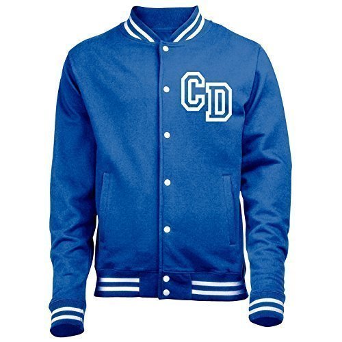 Personalised College Jacket - Royal Blue JH41 New Premium TOP with Front Initial Print Unisex American Style Letterman Varsity Baseball Custom Mens Womens Ladies Gift Present Quality AWD