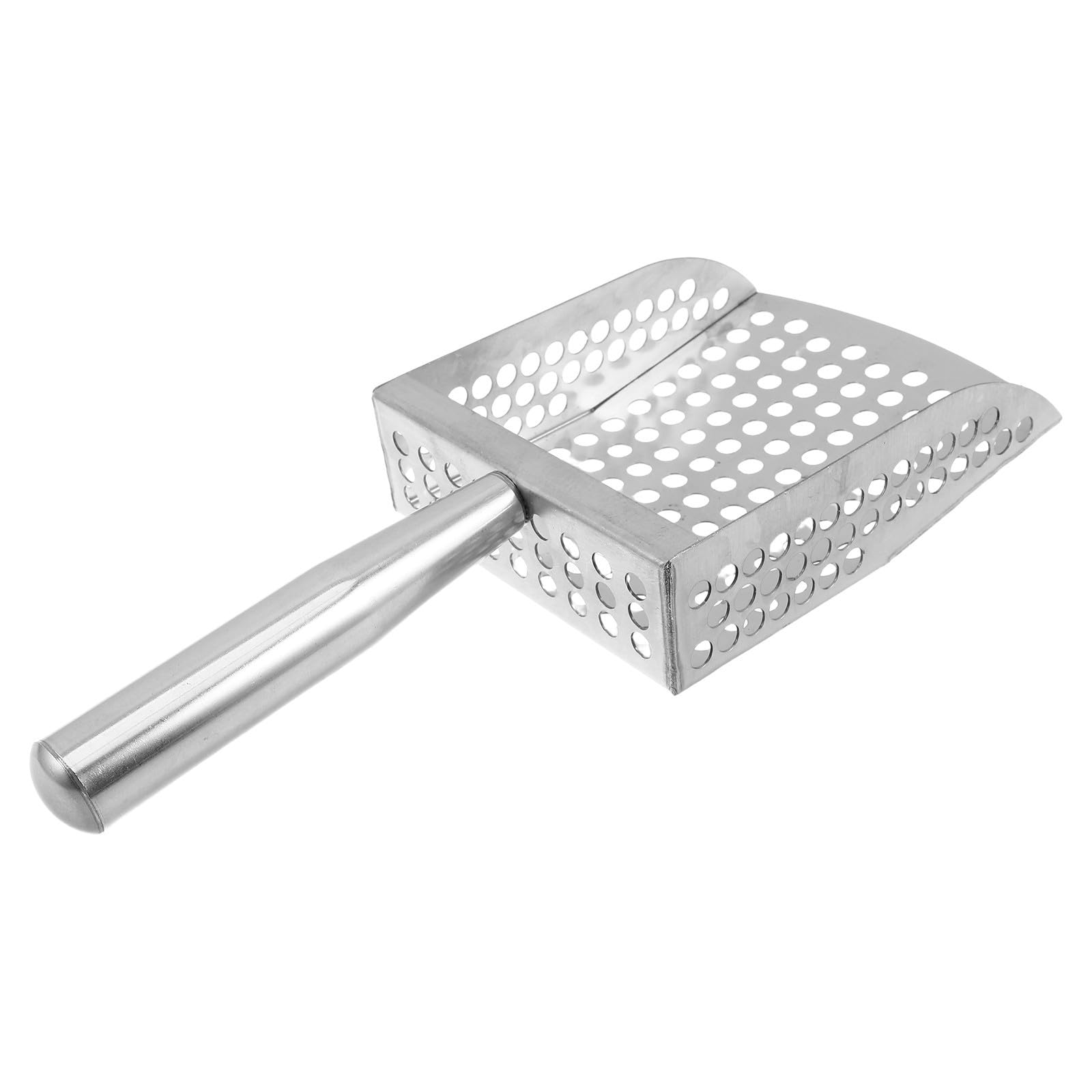 Beach Sand Mesh Shovel with Short Handle, Stainless Steel Shell Sifter