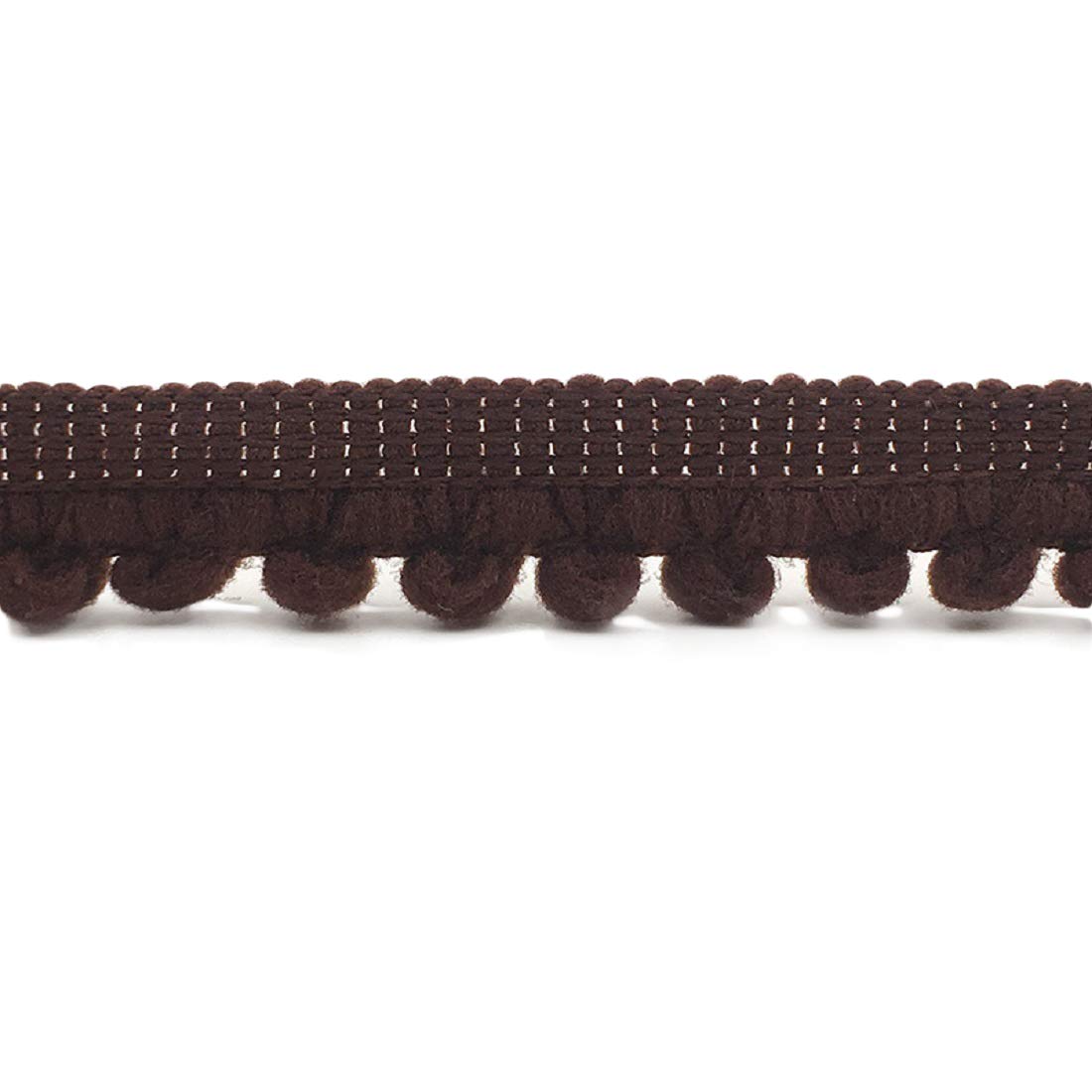 Yalulu 18 Yards Mini Pom Pom Trim Tassel Pompom Trim Ball Fringe Ribbon Trimming for Curtains Apparel DIY Craft Sewing Supplies (Coffee)