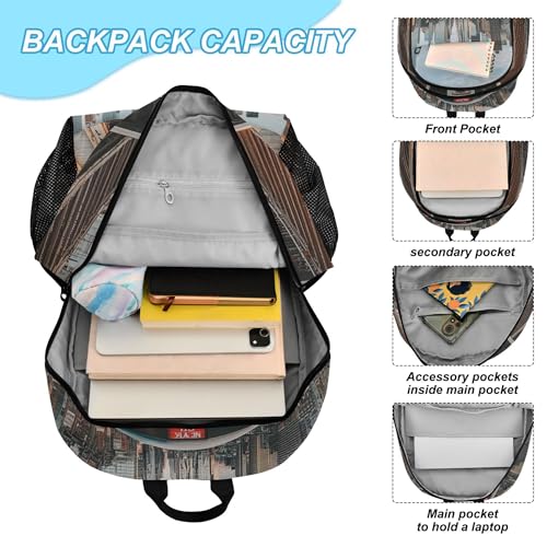 New York City Subway Backpack with Lunch Bag for Kids Boys Girls Travel School Backpack Set4