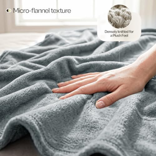 Image of Utopia Bedding Fleece Blanket Queen Size Cool Grey 250GSM Luxury Fuzzy Soft Anti-Static Microfiber Bed Blanket (90x90 Inches)