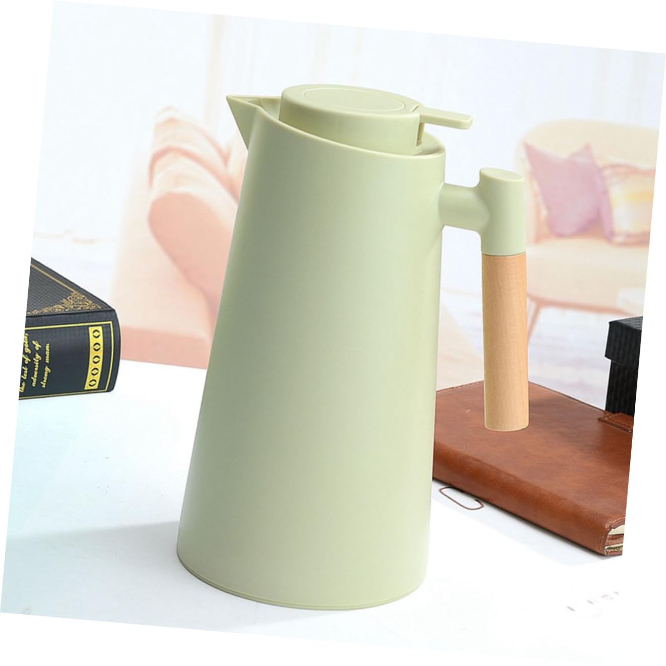 Grosse Bouteille Isotherme en Verre Poignée en Bois Style Nordique 1000 Ml Couvercle Étanche pour Usage Quotidien la Maison