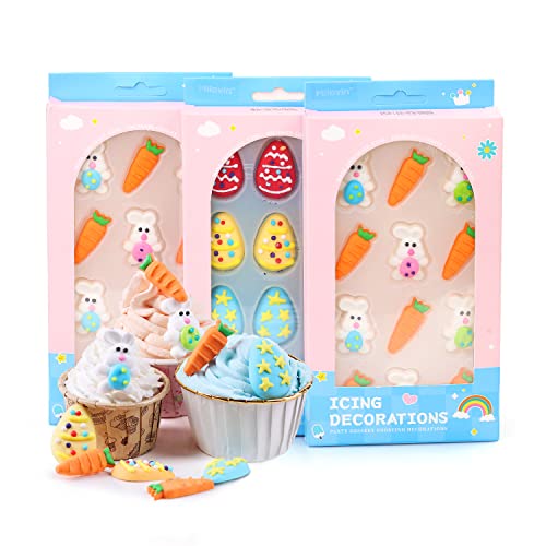 Edible Easter Cake Decorations for Cake Decorating, Carrot Cake Decorations, Bunny Cupcake Toppers for Easter Theme Cake, Macarons, Cookies, Waffles, Cakecircles