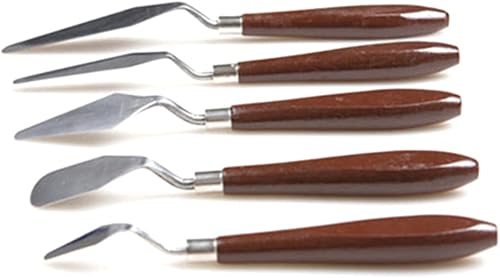 Miniatura 3 de VILLCASE Cuchillos de mango para pintura, cuchillos de acero, espátula, herramientas de mezcla de madera, acrílico inoxidable, profesional de