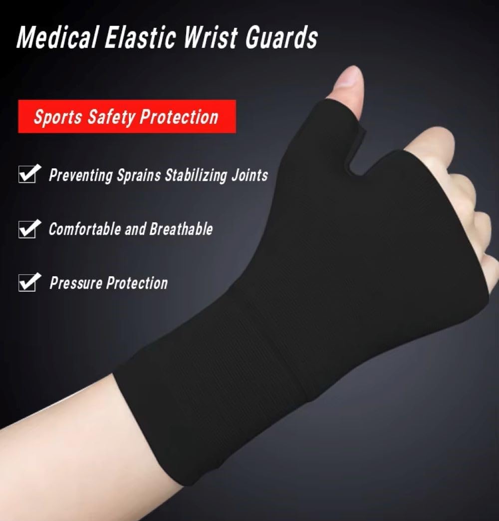 Tutore Mano E Polso Regolabile Uomo Donna – Fascia Elasticizzata A Nido D'Ape Per Tunnel Carpale E Sport, Nero