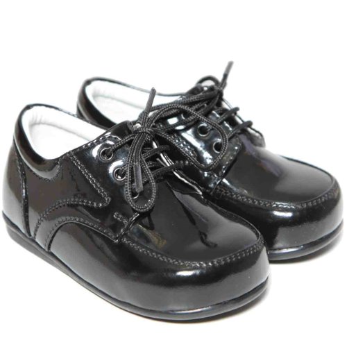 Vivaki Chaussures à Lacets Vernies pour bébé garçon Noir - Noir - Noir, 19 EU