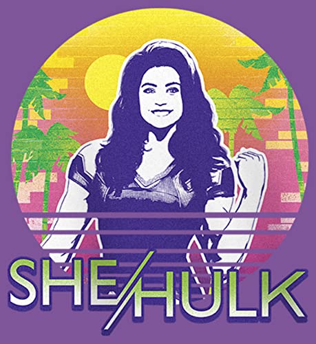 Marvel Girl's She-Hulk Blocky Retro Sunset T-Shirt2