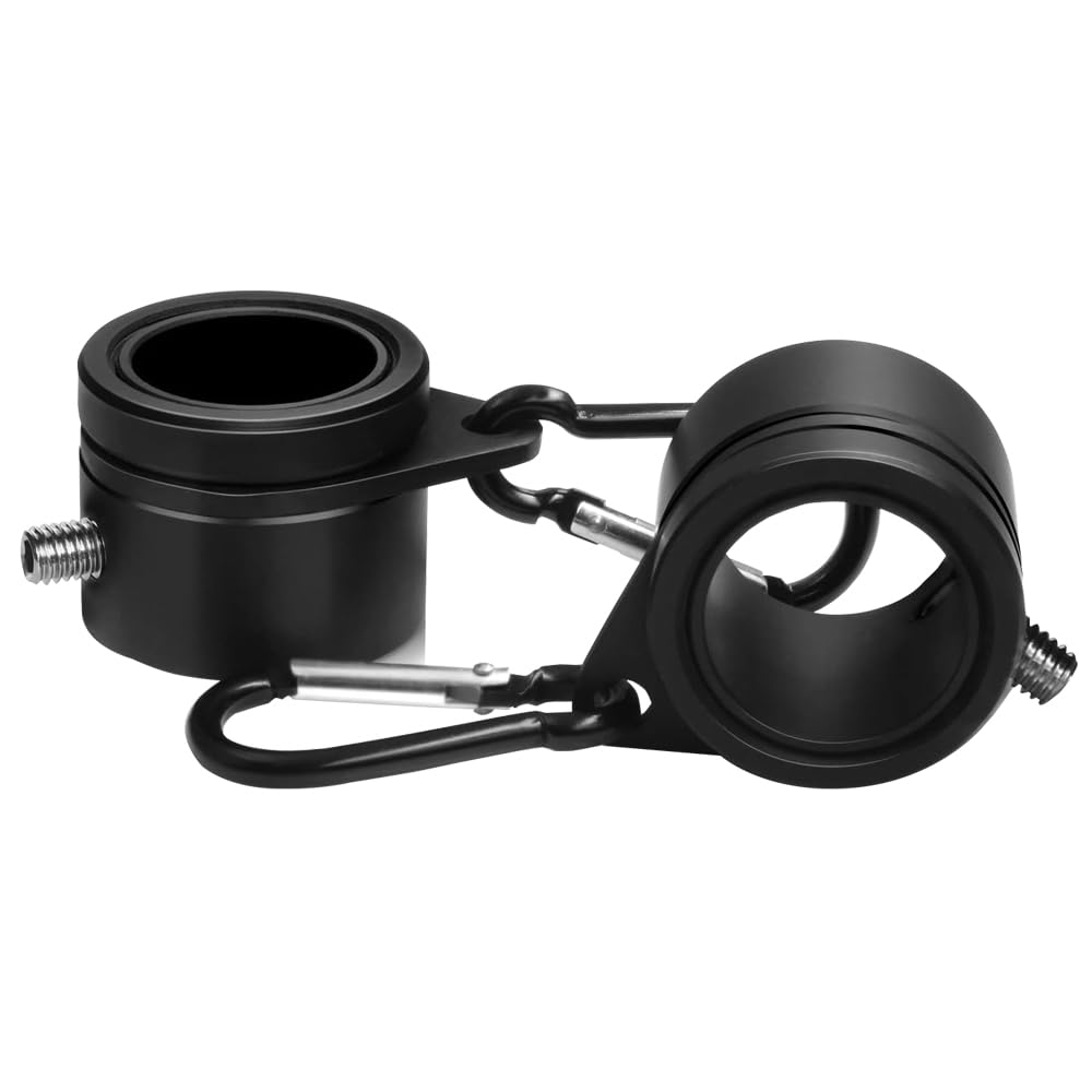 SEIWEI Black, 2 Pcs Flag Pole Rings, Aluminium Alloy 360° Rotating Mounting Rings, Anti Wrap Spinning Flag Pole Clip Kit with Hooks for 26mm Diameter Flagpoles