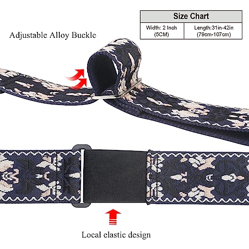 Image of Luggage Straps Bag Bungees for Add a Bag Easy to Travel Suitcase Elastic Strap Belt，Luggage Strap with Exquisite Embroidery (Blue)