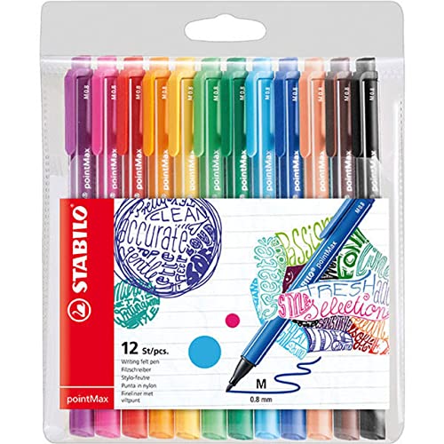 Rotuladores STABILO Power Max – Estuche De 12 Colores Con Punta XXL De 3 Mm Y Tinta Lavable Para Niños