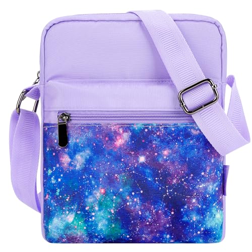 Choco Mocha Bolsas para meninas de 8 a 10 anos, bolsa para meninas 6-8 10-12 presentes de Natal para meninas, Roxo-galáxia, Medium, Bolsa carteiro