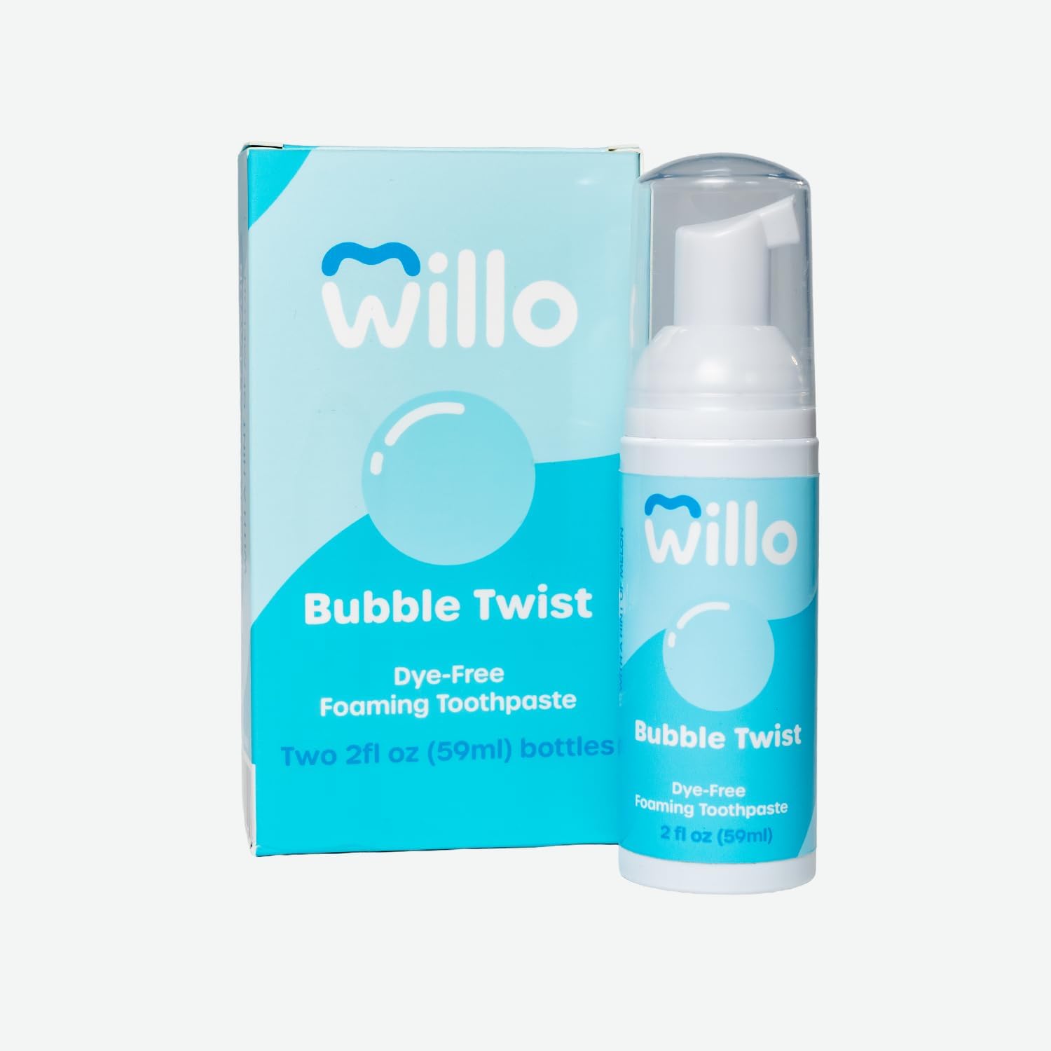 Willo Foaming Flouride & Dye-Free for Kids Toothpaste - for Use with Willo BrushBot - Bubble Twist (4-Pack, 2 Fl Oz)