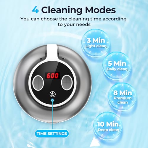 Image of Ultrasonic Retainer Cleaner Machine, Denture Cleaner for Mouth Guard, Night Guard, Aligner, Dentures, Jewelry, Toothbrush Heads, 45kHz 250ML UV Ultrasonic Denture Ultra Sonic Cleaning for Retainers