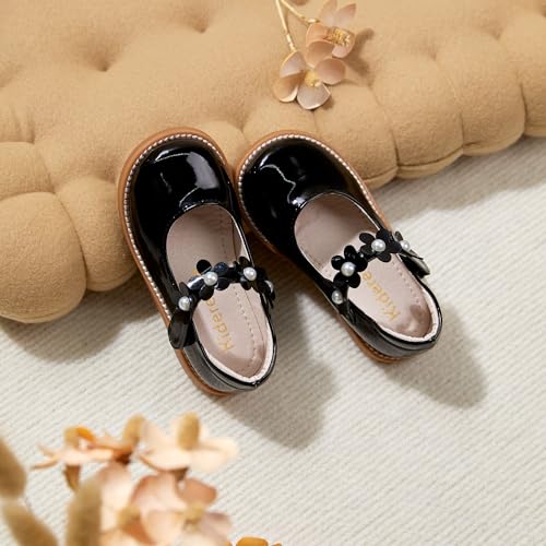 Image of Kiderence Toddler Girl Mary Jane School Uniform Dress Shoes Oxford Flats | Wide Toe Box Great Comfort for Student Shoe and Flower Girl Shoe for Wedding, Parties, Church