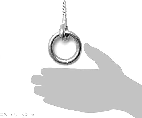 Miniatura 2 de Will's Family Store Anillos cruzados de 2 pulgadas para caballo con tornillo de ojo de 4 pulgadas chapado en zinc, paquete de 2