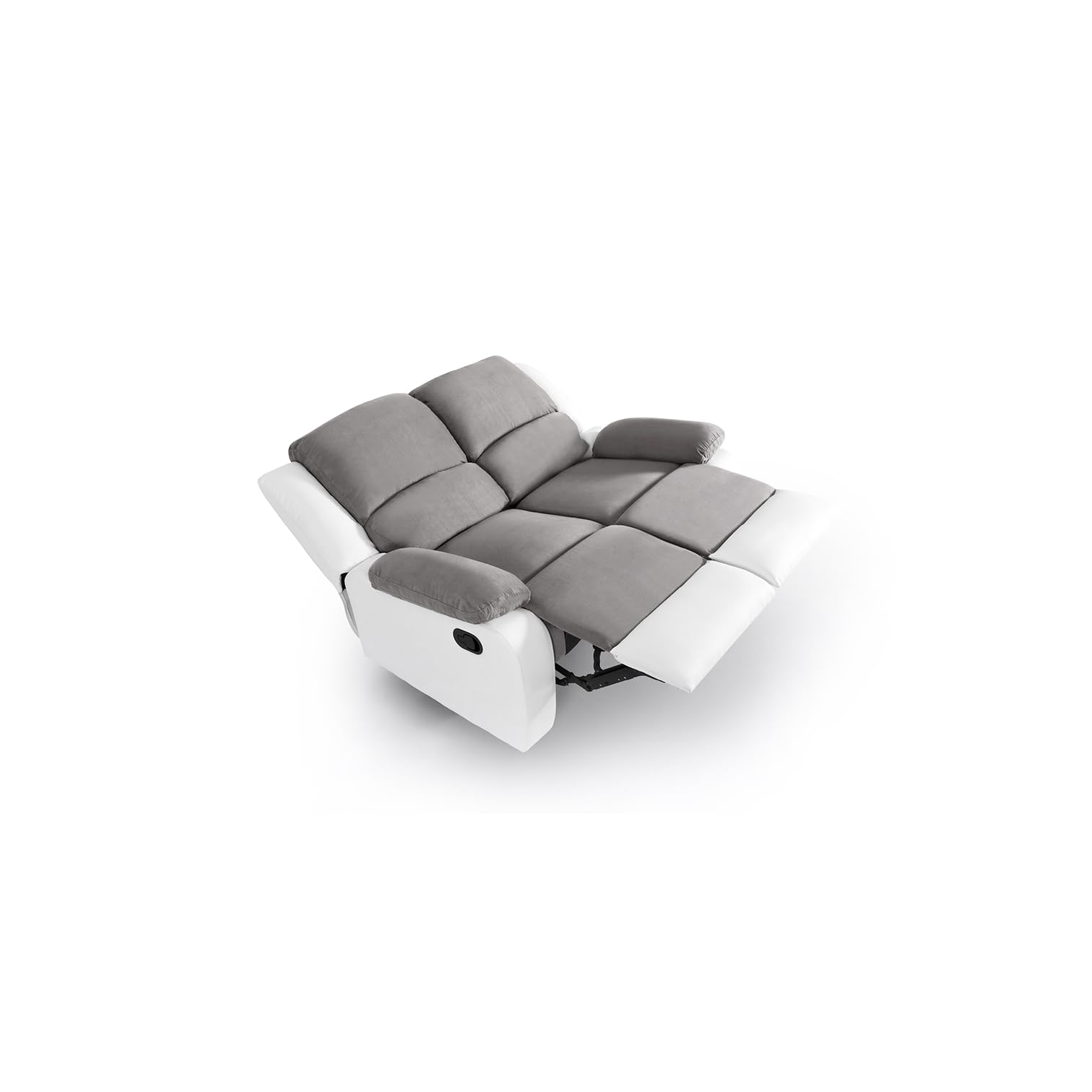 LOUNGITUDE - DETENTE - Canapé de relaxation - Manuel - 2 Places - En Simili/Microfibre - Gris/Blanc -L143cm