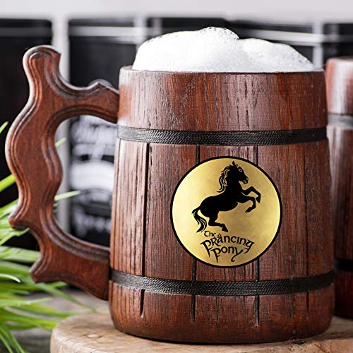 Prancing Pony Mug. Lord Rings Gift. Prancing Pony Wooden Beer Mug. Prancing Pony Pub Inspired Tankard. Beer Tankard Handmade Wooden Stein #235/0.6L / 22 ounces