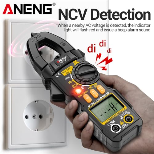 PN108 Pinza Amperimétrica Digital Multímetro Profesional con Pantalla LCD y Tester de Capacitancia - Negro miniatura 2