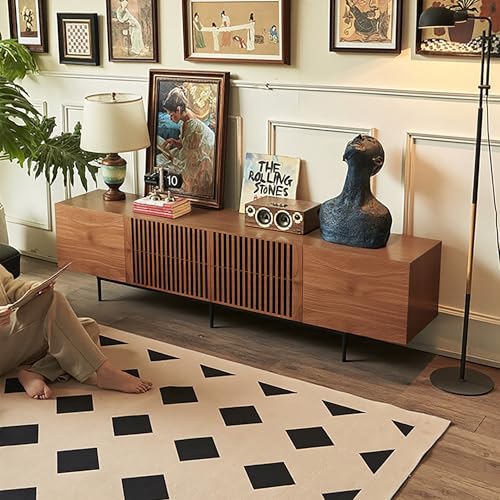 94.48" Mid Century Modern TV Stand for TVs up to 70"-90",Tv Console with 4 Storage Cabinets, Media Furniture for Living Room or Bedroom,Walnut - Image 4
