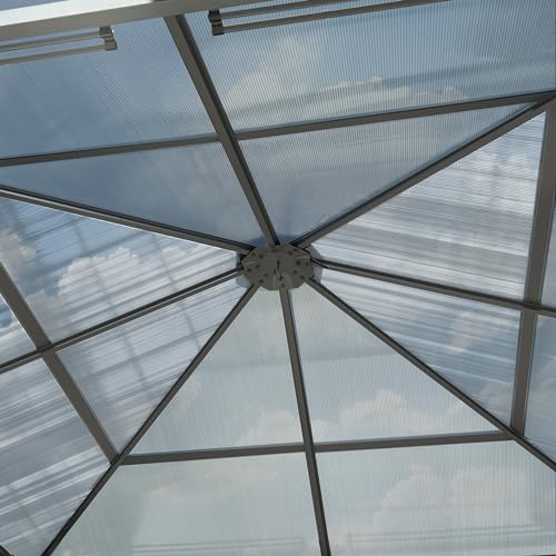 TOOLPORT Garden gazebo 3x3 m polycarbonate roof approx. 6 mm - hardtop pavilion with 4 sides & mosquito nets in grey - Image 6