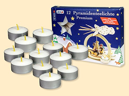 Lot de 12 bougies chauffe-plat de qualité supérieure pour pyramides