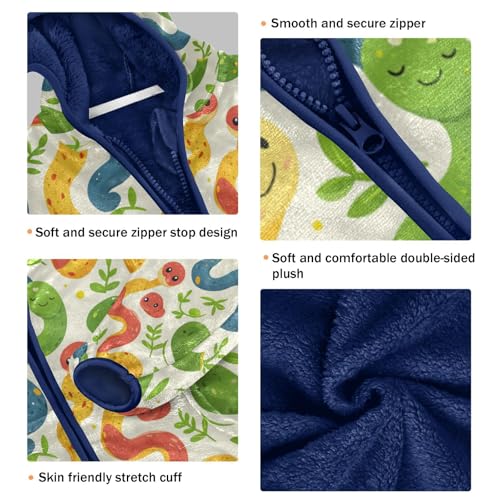 Cartoon Colorful Snake Pattern Toddler Fleece Jacket Girl Boys Hooded Fleece Jacket Coat Warm Outwear Zip-up 3-10T3