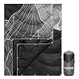 zzlamb Small Camping Blanket,Mini Puffy Outdoor Down Alternative Travel Blanket,Portable Warm Cloak with Snaps,Cozy Quilt Backpacking Picnics Hammock Beach Stadium,Snowy Denali in The Nightfall