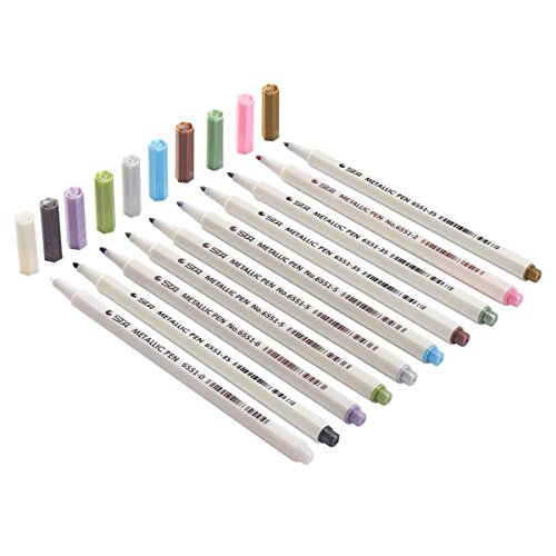 Metallic Markers for Adult Coloring Books Waterproof Marker Set 10 Colors